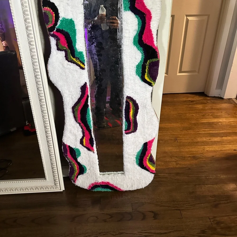 Abstract Multicolor Tufted rug mirror